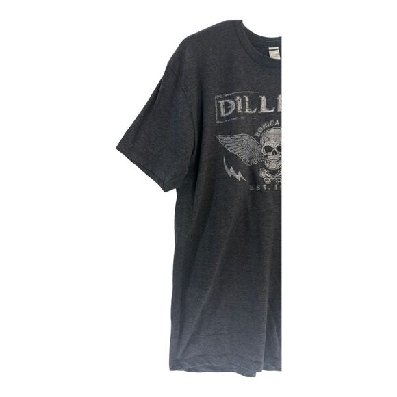 DILLIGAF Skull Graphic T-Shirt Men’s Large Gray Biker Casual Tee Vintage Style - Picture 3 of 8